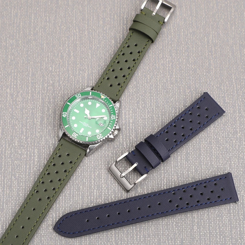 18mm 19mm 20mm 22mm Premium Sailcloth Watch Strap Rally Racing Watch Strap Quick Release Perforated Breathable Watchband for Men