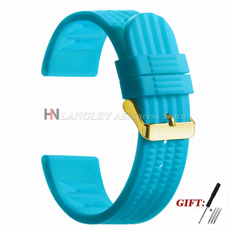 Soft Rubber Waffle Watch Band 20mm 22mm for Seiko for Rolex Water Ghost Sport Silicone Wristband Men's Replacement Strap Premium