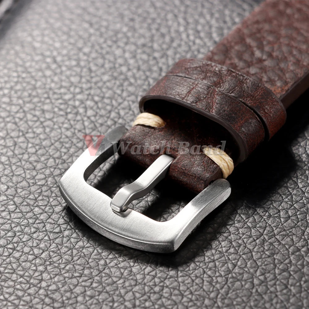 18/20/22mm Universal Genuine Cowhide Watch Band Metal Buckle Vintage Straps for Men Women Breathable Bracelet Belt Accessories