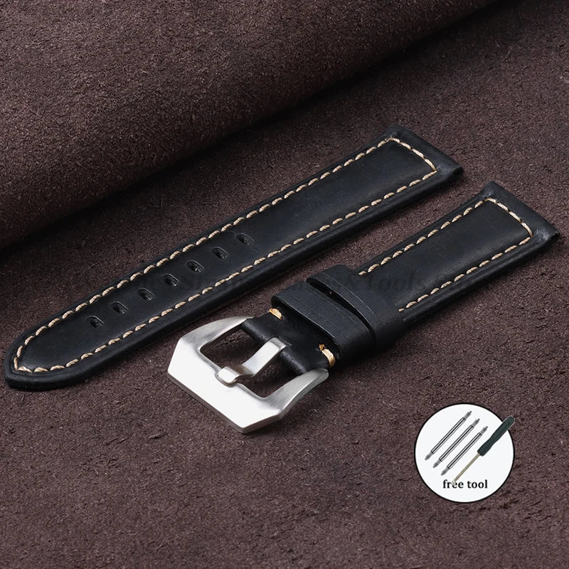 Vintage Genuine Leather Watch Bands for Panerai for Seiko for Omega Cowhide Bracelet Men's Women Accessories 20mm 22mm 24mm 26mm