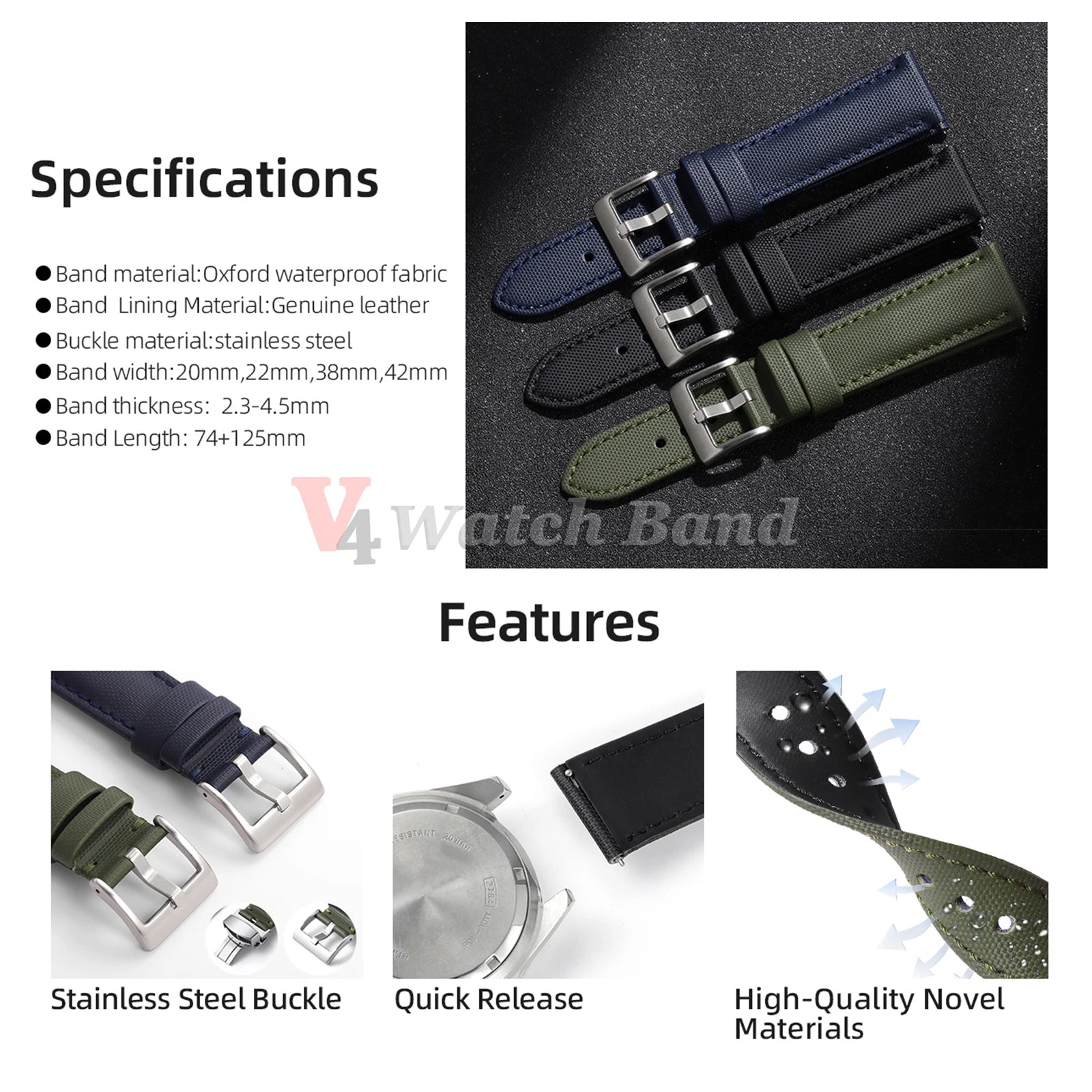 20mm 22mm Nylon Quick Release Waterproof Watch Bands Sailcloth Straps for Omega for Blancpain for Seiko Divers Watches Men Women