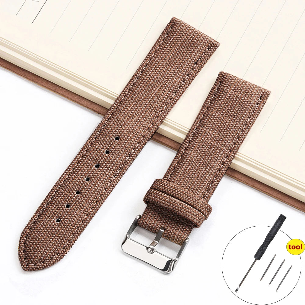 10/12/14/16/18/20/22mm Fabric Strap Denim Pattern Watchband Vintage Unisex Watch Band Accessories Soft Stitch Bracelet