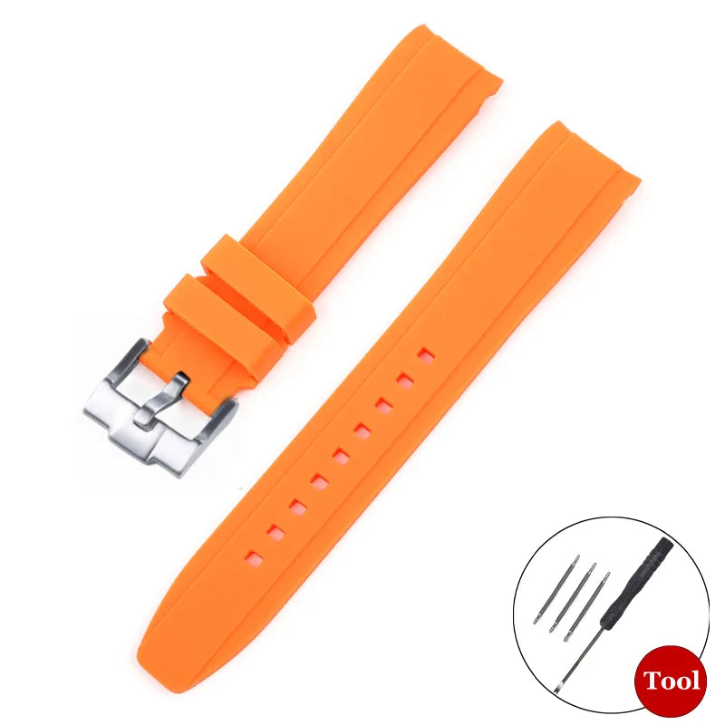 20mm Curved Rubber Watch Strap for Omega for Swatch for Moonswatch Soft Waterproof Sport Wrist Bracelet Women Men Accessories