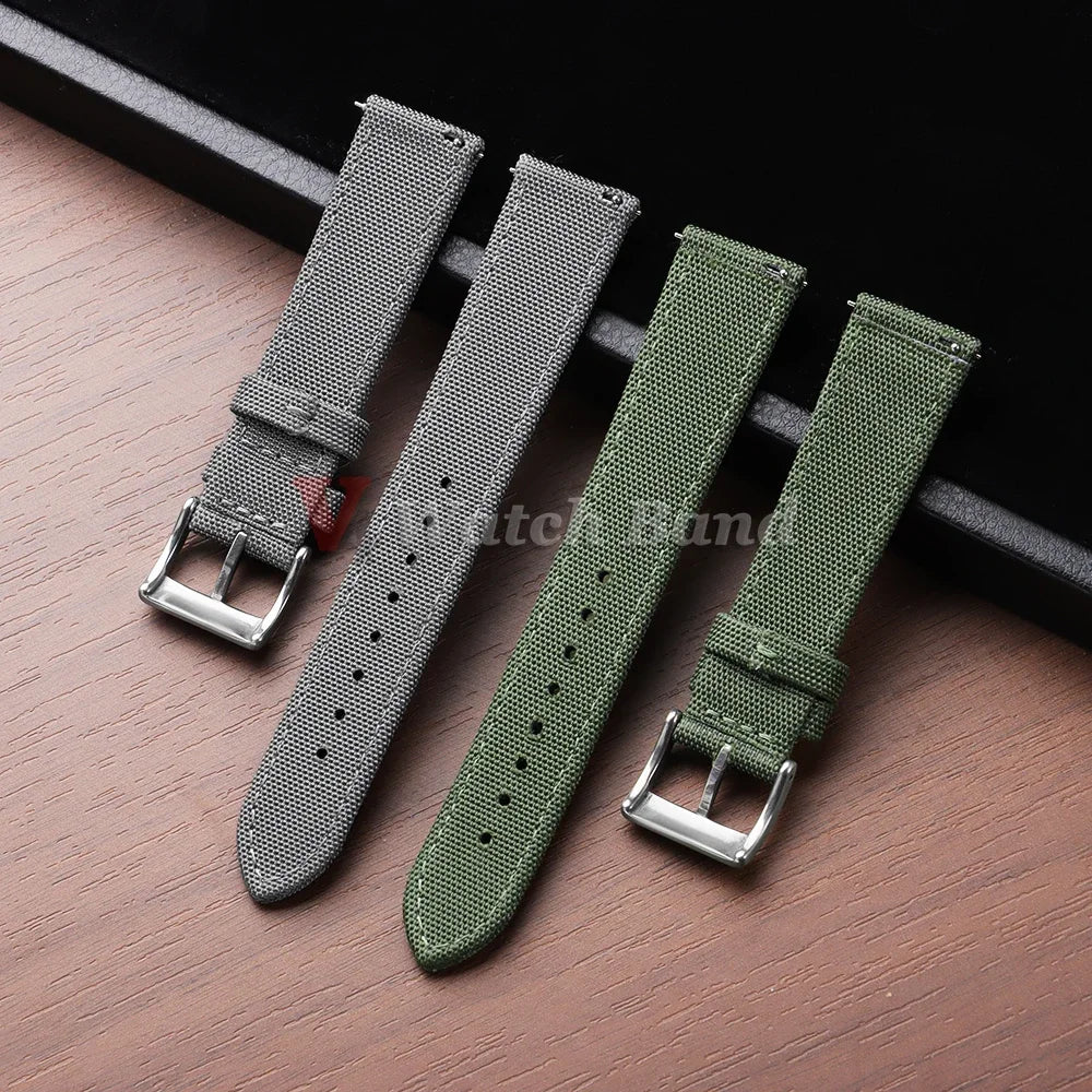 20mm 22mm Sailcloth Watch Strap Nylon Watchband Quick Release Waterproof Nylon Bracelet Two-Sided Canvas Band Sport Belt for Men