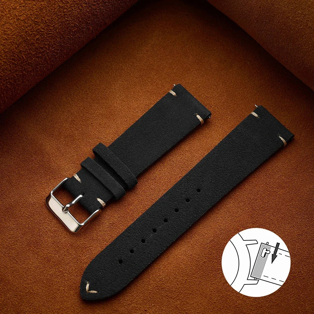 14mm 16mm 18mm Wristband Quick Release Soft Suede Strap 20mm 22mm Brown Watch Bands Calfskin Bracelet Women&Men Accessories