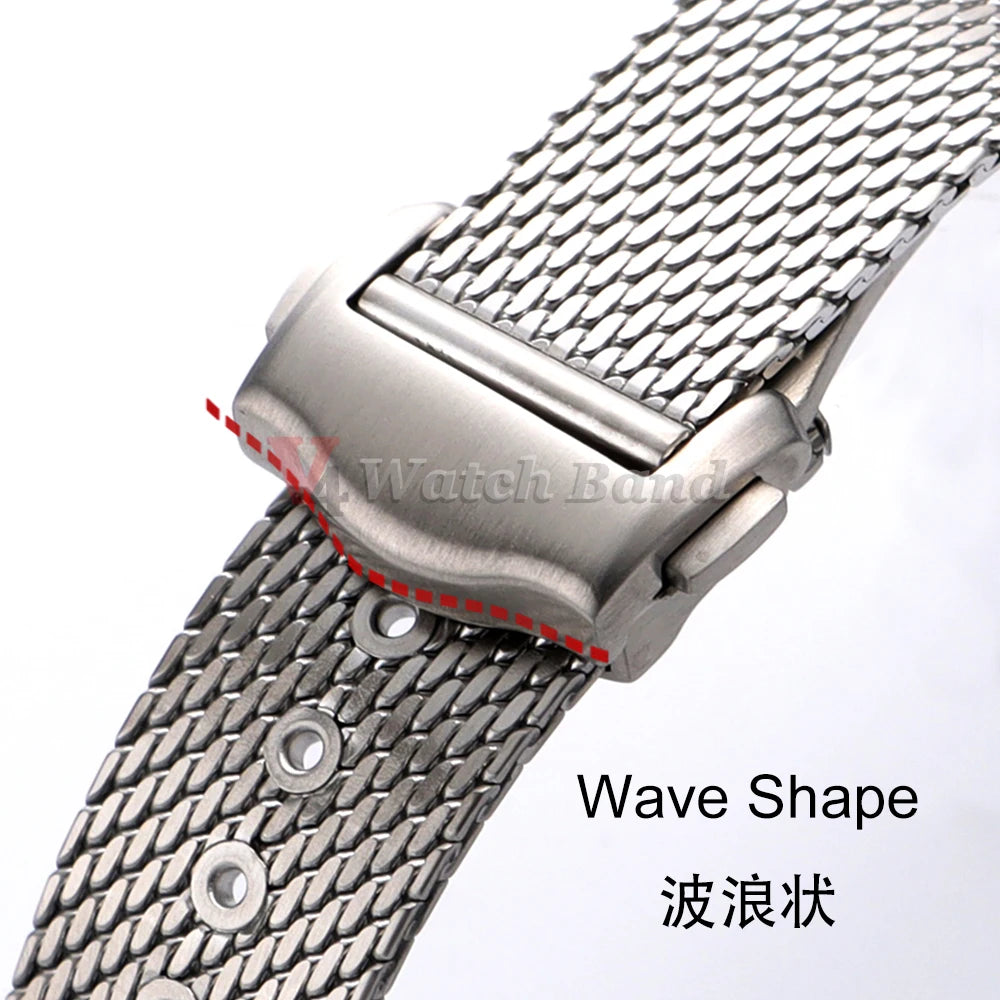 For Omega Seamaster 20mm Silver Mesh Bracelet Flat Interface Stainless Steel Watch Strap 20MM for Omega 007 Breathable Design