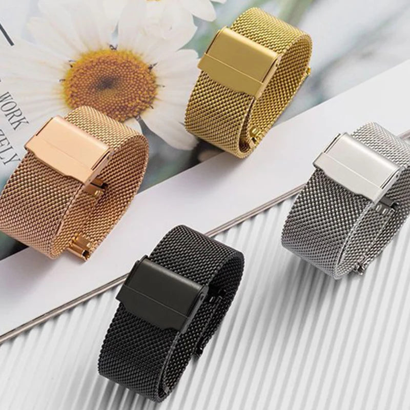 8/10/12/13/14/15/16/17/18/19/20/21/22/24mm Straps for Seiko 0.6mm Mesh Milanese Watch Band for DW Stainless Steel Wrist Bracelet