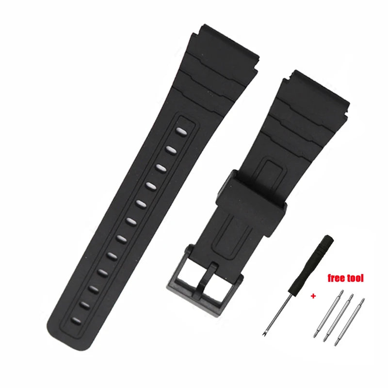 12 14 16 18 20 22mm Silicone Watch Strap for Casio W800H SGW400 F91W F84 F105/108 A158/168 AE1200/1300 Band PU Resin Bracelet