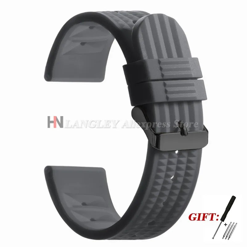 Soft Rubber Waffle Watch Band 20mm 22mm for Seiko for Rolex Water Ghost Sport Silicone Wristband Men's Replacement Strap Premium