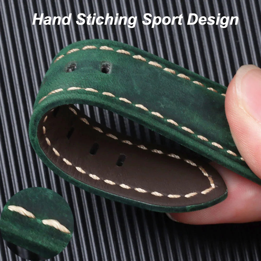 Geniune Retro Calf Leather Watchbands for Panerai 24mm 26mm 20mm 22mm Cowhide Crazy Horse Straps for Samsung for Huawei Watch