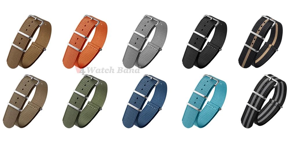 19mm 18mm 20mm 22mm Ribbed Nylon Watch Strap for Swatch for Omega for Rolex for Seiko for Moonswatch Army Military Watch Band
