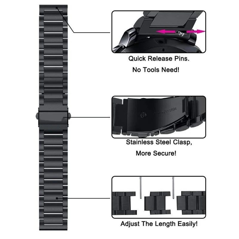 Stainless Strap for Samsung Galaxy Watch 3/4/5/6 Wristband Metal Bracelet for Huawei Watch GT2 Pro GT 2 46mm Smart Band Bracelet