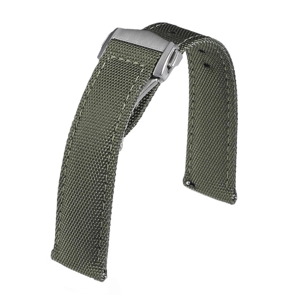 Deployant Sailcloth Watch Strap 20mm 22mm Two-Side Waterproof Nylon Quick Release With Folding Buckle Watch Band for Omega