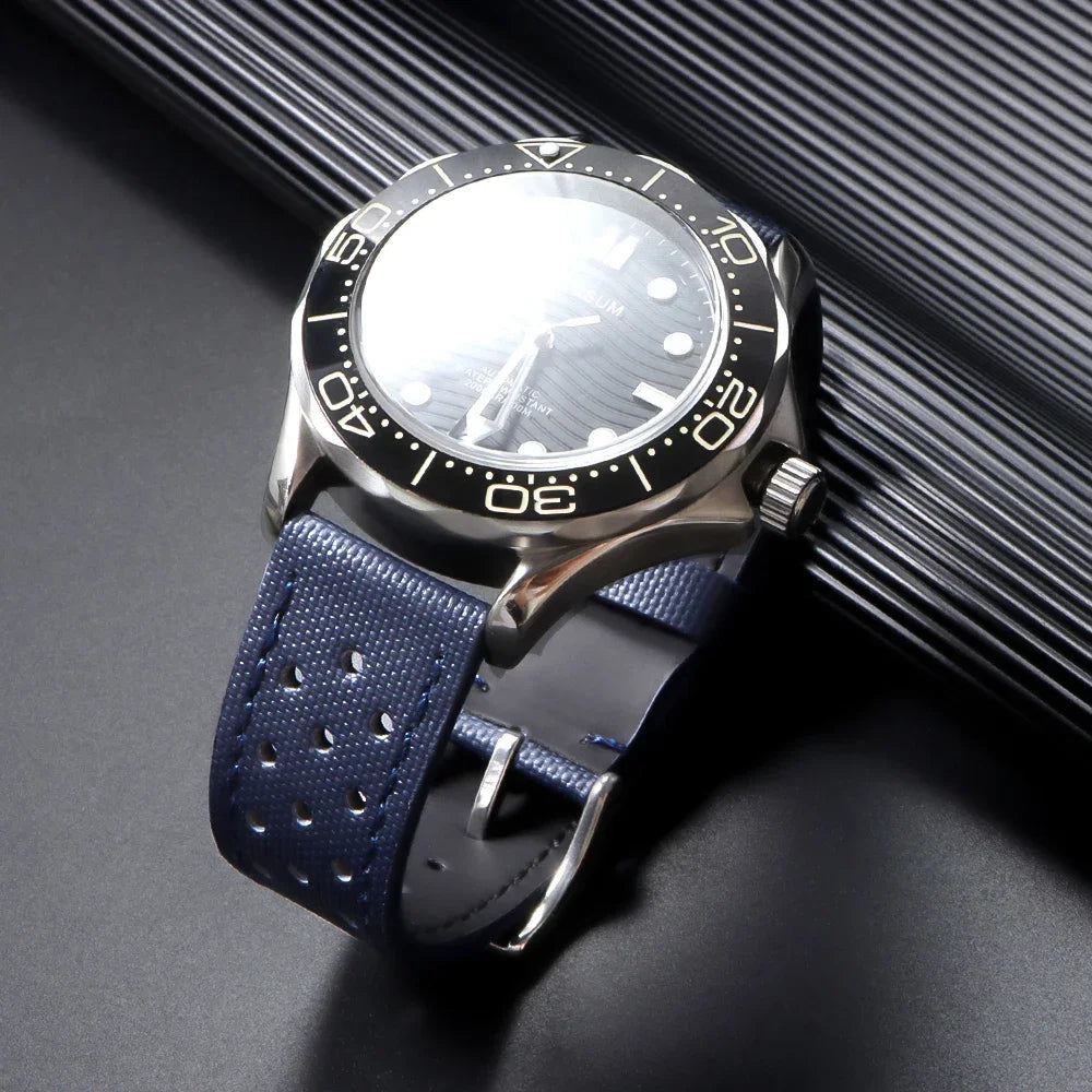 18mm 120mm 22mm Quality Oxford Watchband for Tag Heuer Citizen for Seiko Watch Men Women Fabric Leather Waterproof Watch Strap