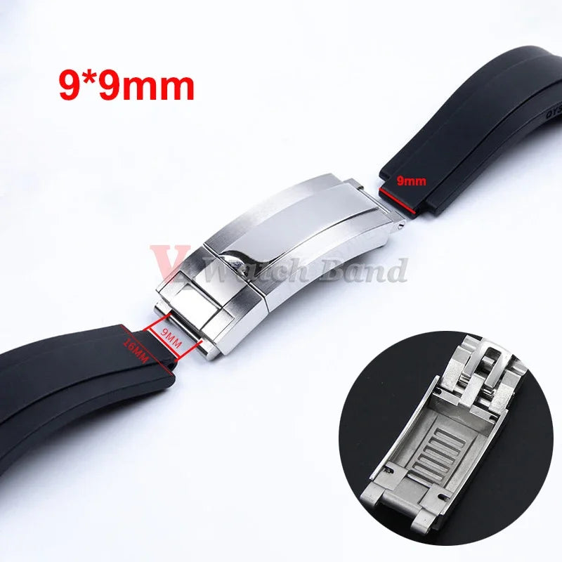 Watch Band Clasp 9x9mm for Rolex Stainless Steel Fine-tuning Pull Button Watch Buckle for DAYTONA SUBMARINER GMT Yacht-Master