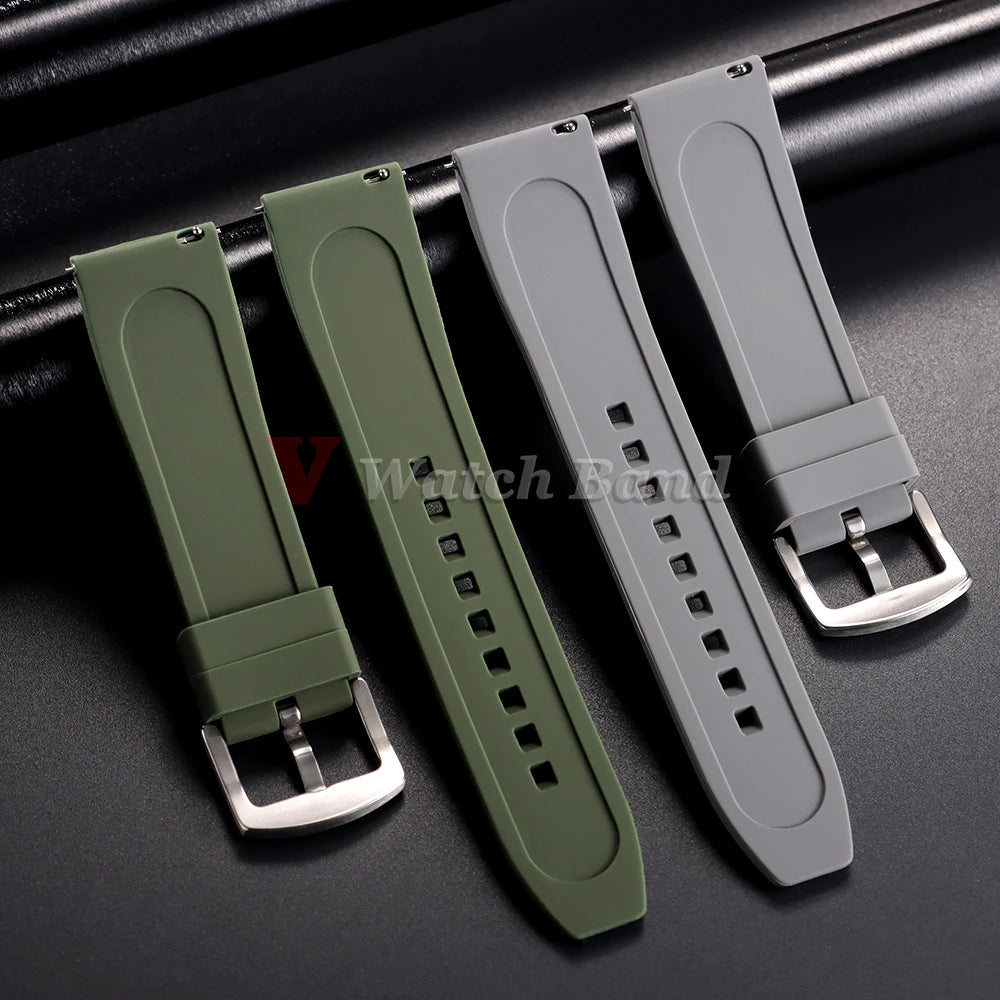 Watch Strap 20mm 22mm Universal Watch Band for Rolex for Omega Silicone Rubber Link Wrist Bracelet for Casio Soft for Smartwatch