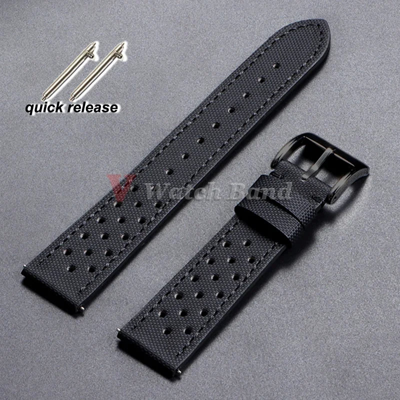 Qucik Release Quality Sailcloth Watch Strap 18/20/22mm for Tag Heuer for Seiko for Omega Waterproof Fabric Oxford Leather Band