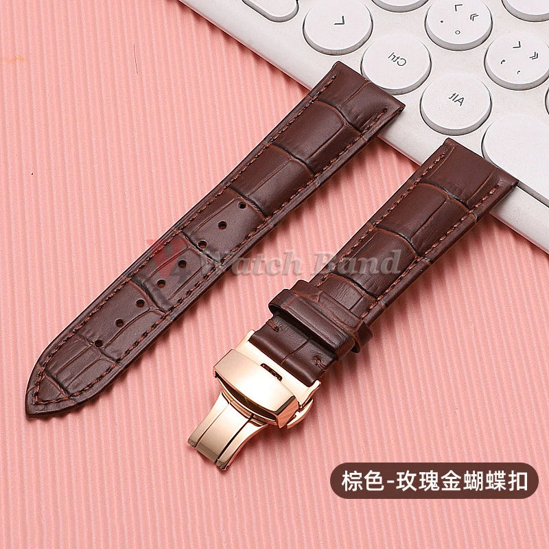 Quick Release Leather Watchband for Omega Business Watch Band for Seiko Butterfly 24mm 22mm 20mm 18mm Buckle Black Brown Strap
