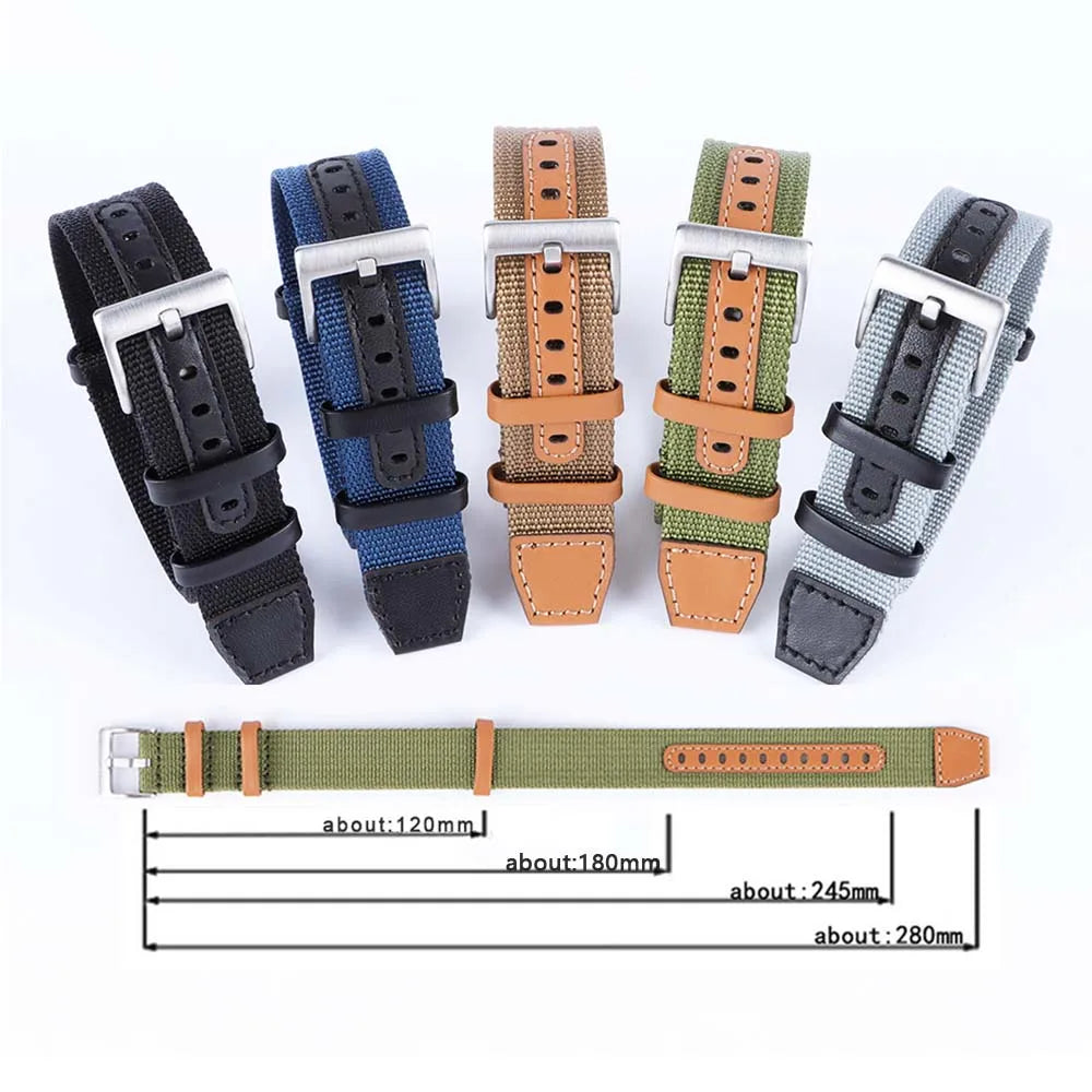 Woven Nylon Geniune Leather Strap for Hamilton Khaki Wristband Men Military Sport Band for Huawei Gt2 Belt 18mm 20mm 22mm 24mm