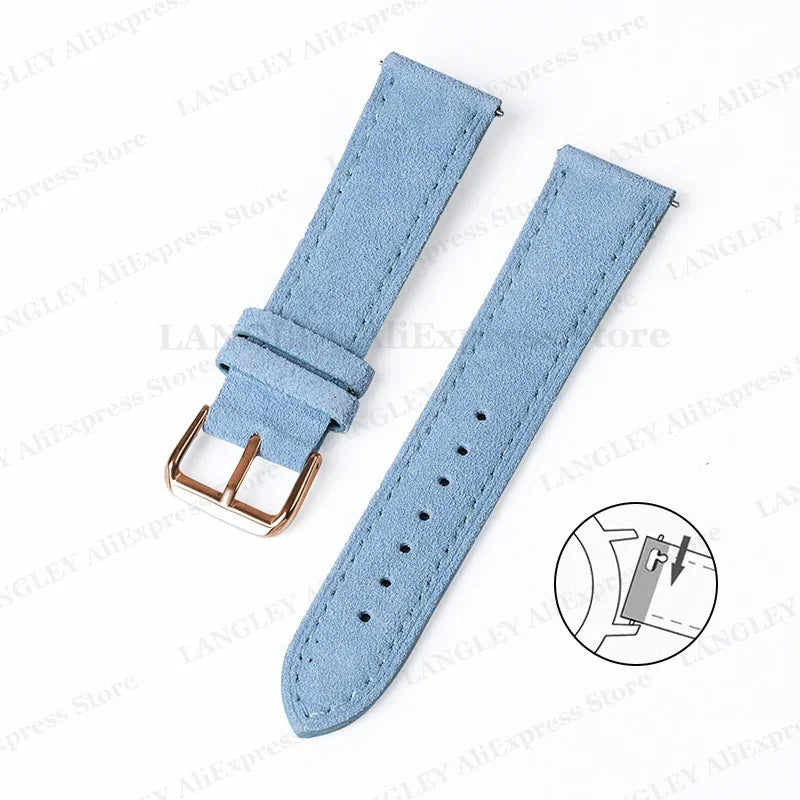 18mm 20mm 22mm Vintage Suede Leather Watchband for Samsung Galaxy Watch 5 4 3 45mm 40mm Cowhide Stitching Quick Release Bracelet