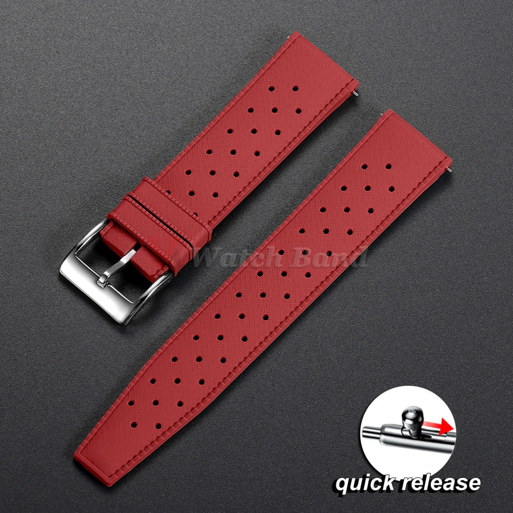 Quick Release Tropical Rubber Watch Strap 18mm 20mm 22mm for Seiko for Omega for Rolex Perfect Fit Flat End Universal Watchbands