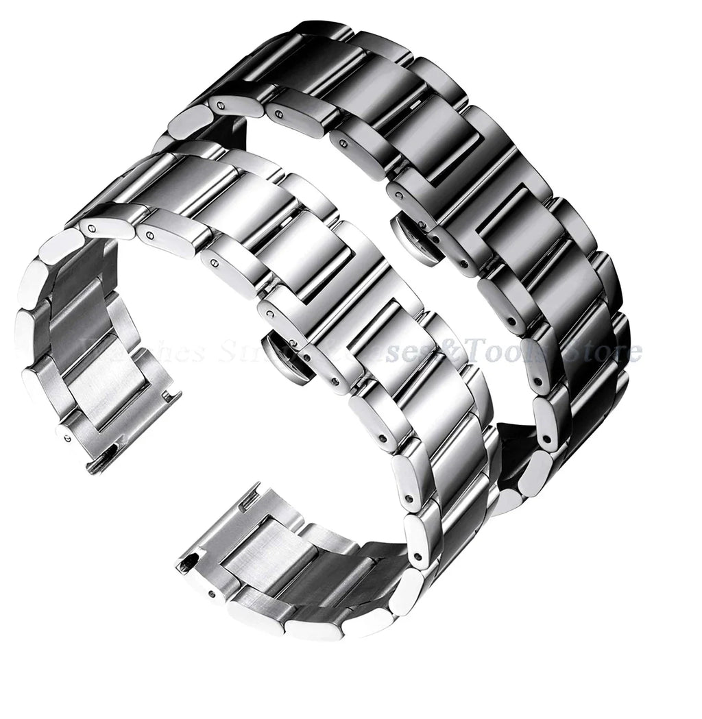 18 20 21 22 23 24 26mm Solid Metal Wristband No Gap Stainless Steel Watch Band Bracelet Replacement Strap Accessorie with Tool
