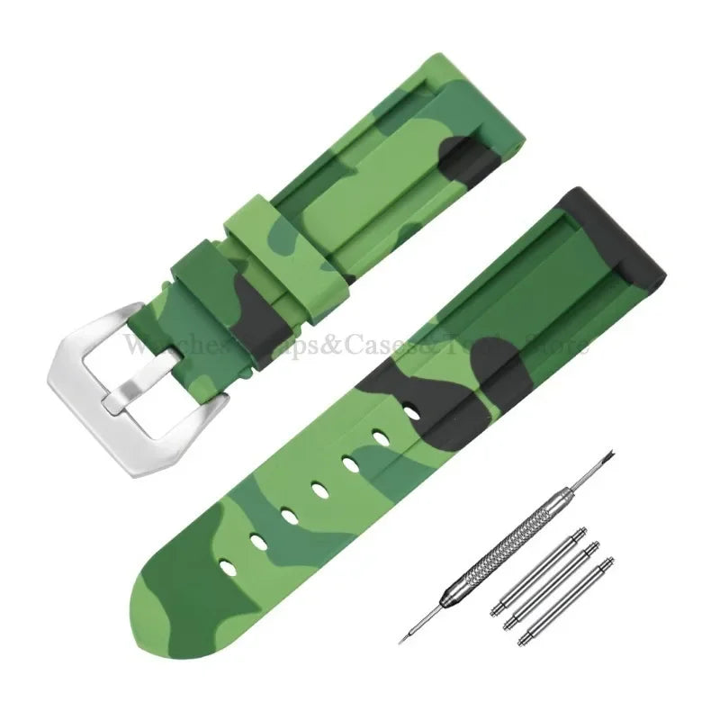 Camouflage Rubber Strap For Panerai Band 20mm 22mm 24mm 26mm Silicone MenSport Waterproof Wristband For Omega Universal Bracelet