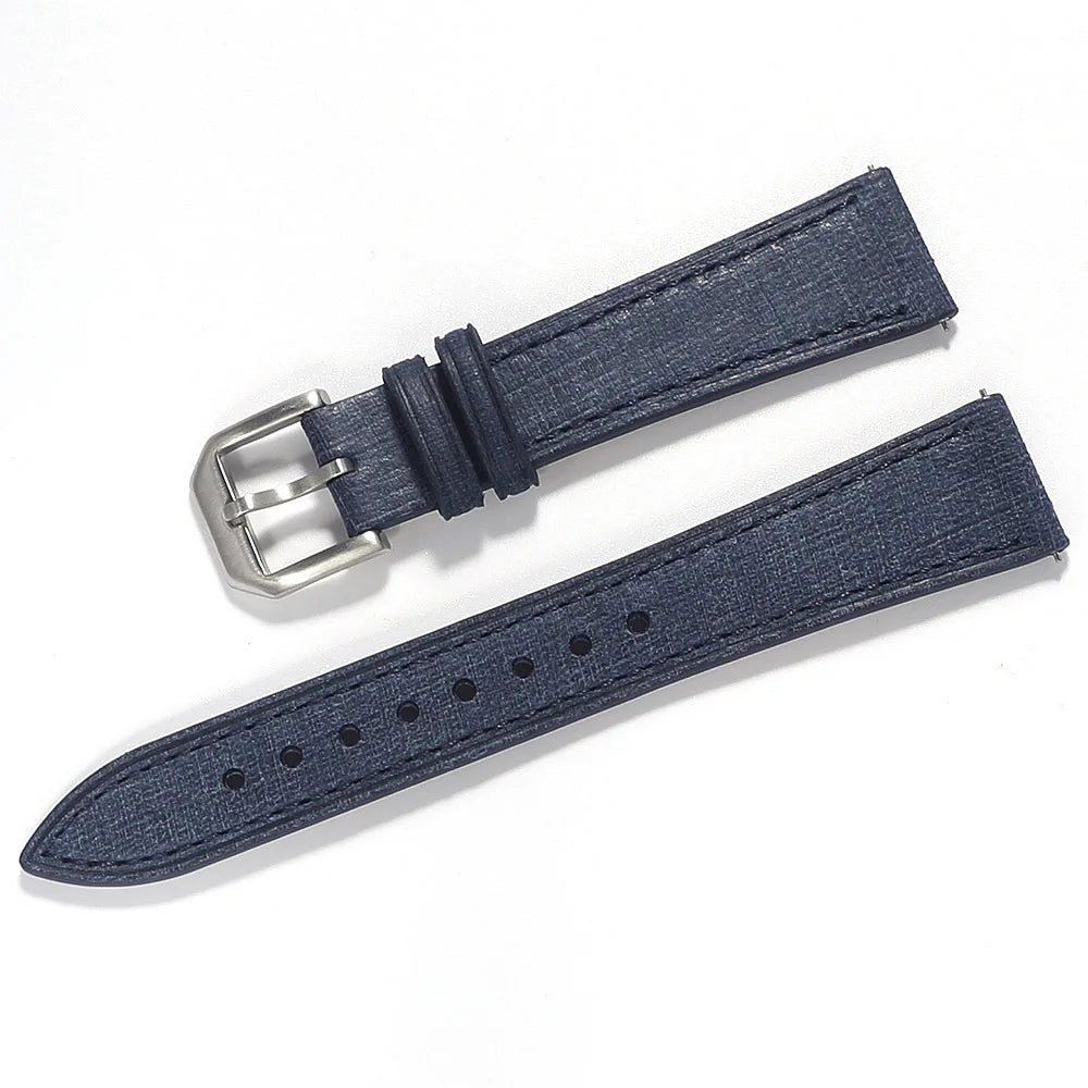 20mm 22mm Italian Leather Watch Strap Premium Handcrafted Linen Texture Tanned Babele Watchband Quick Release Retro Wristband