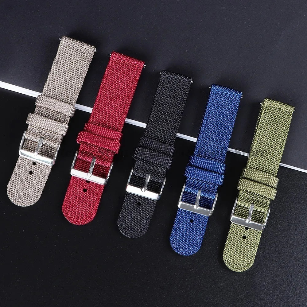 18mm 20mm 22mm 24mm Nylon Canvas Watchband Woven Soft Universal Bracelet for Seiko for Huawei Watch Men Women Quick Release Band