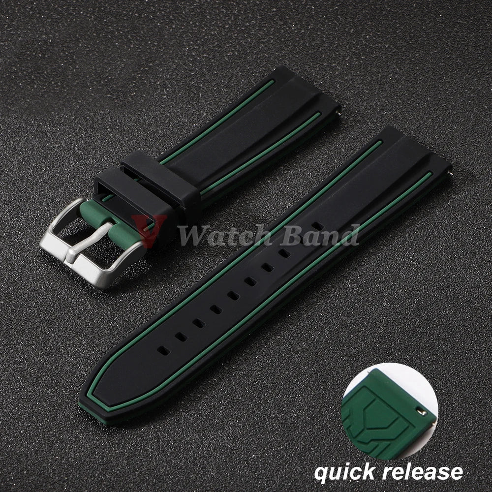 Silicone Watch Band 20mm 22mm 24mm Soft Quick Release Rubber Watch Straps for Samsung Galaxy for Garmin for Huawei Watch
