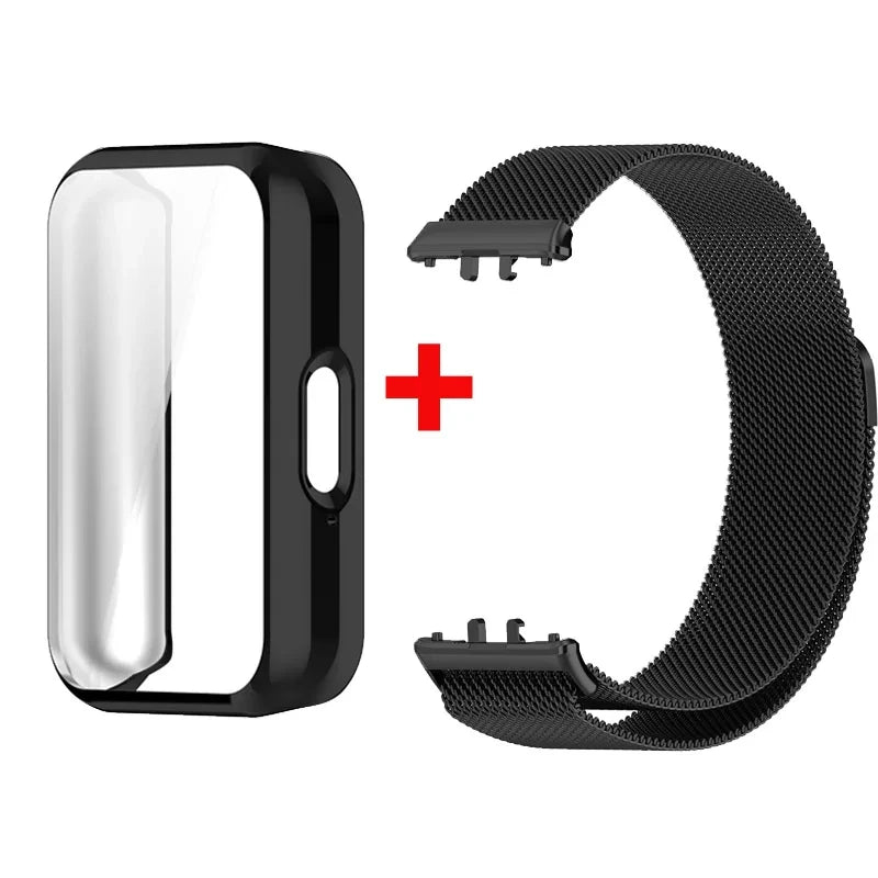 Case+Milanese Strap For Samsung Galaxy Fit 3 Full Protector Cover Band For Samsung Galaxy Fit 3 SM-R390 Magnetic Watchband