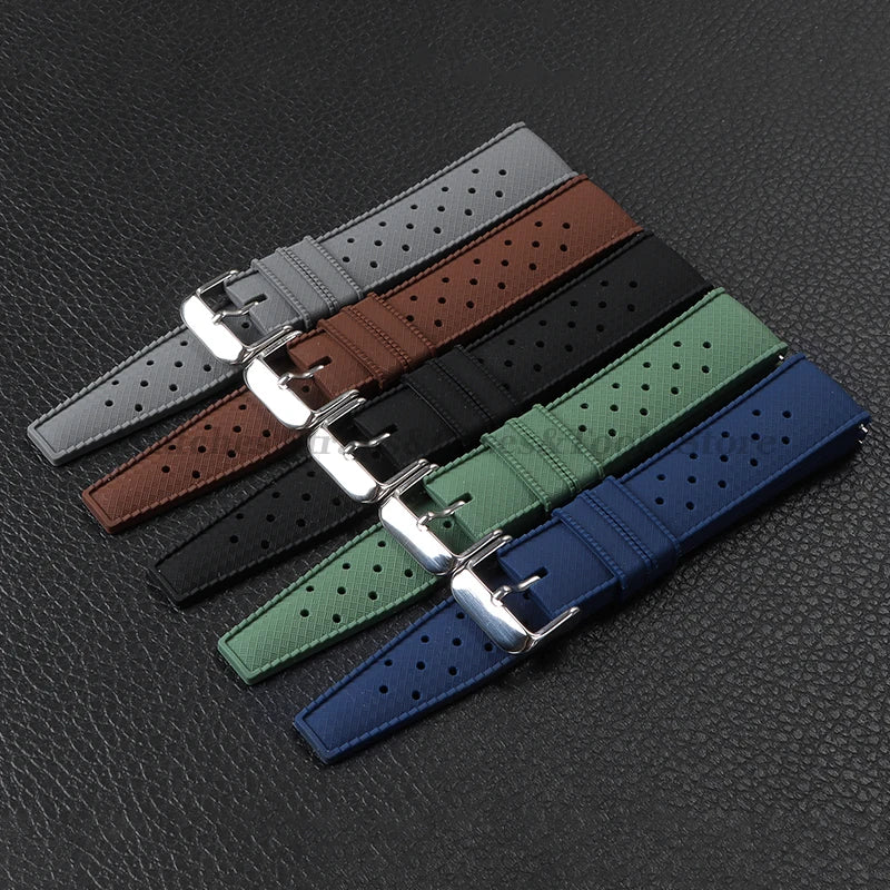 Tropic Silicone Watch Strap 18/20mm 22mm for Seiko for Fossil for Oris Wrist Band Quick Release Soft Rubber Bracelet Replacement