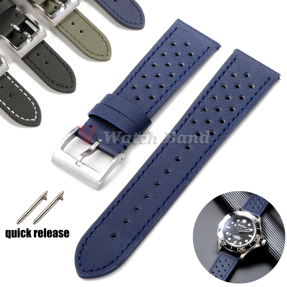 Qucik Release Quality Sailcloth Watch Strap 18/20/22mm for Tag Heuer for Seiko for Omega Waterproof Fabric Oxford Leather Band