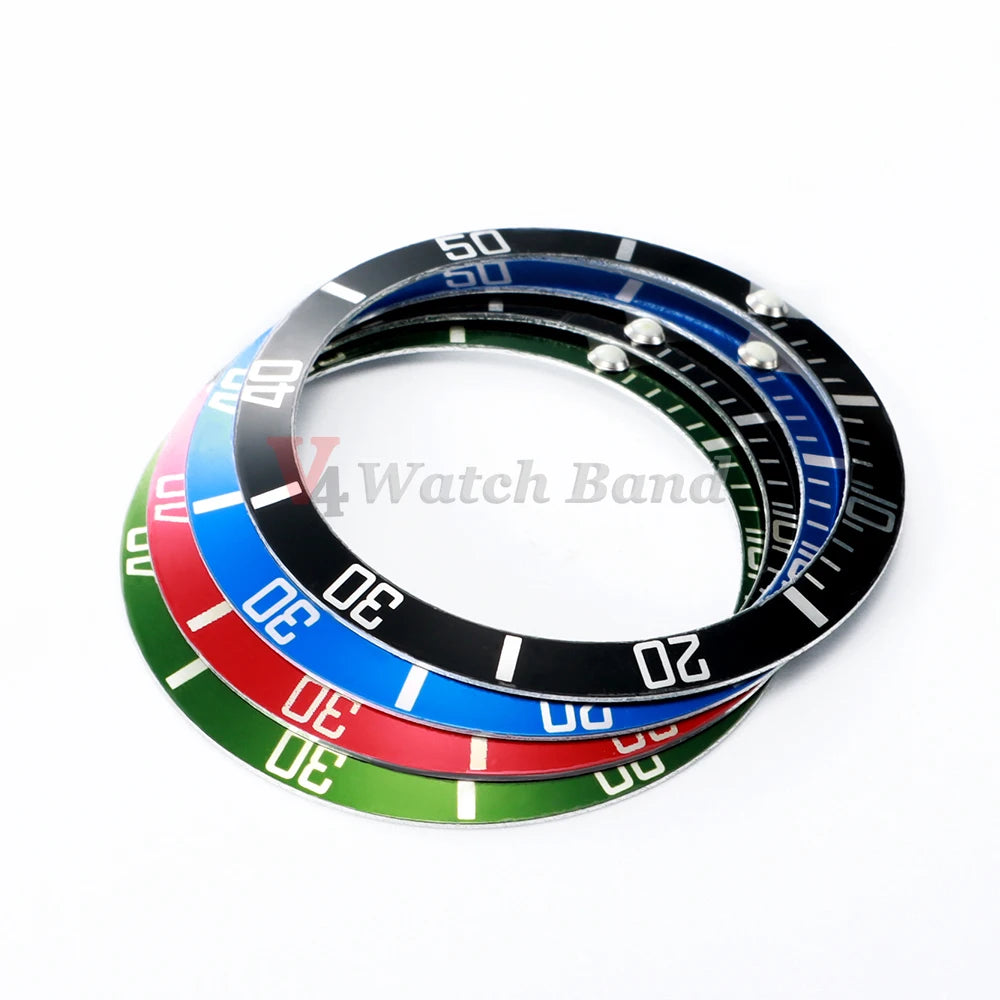 37mm Aluminium Ceramic Watch Bezel Insert Ring for Rolex Watch Case Alloy Insert Ring Slope GMT Diving Watch Part Accessories