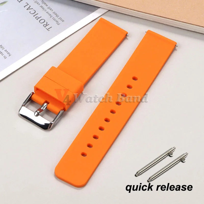 10/12/14/15/16/18/19/20/21/ 22/24mm Quick Release Silicone Strap for Samsung Galaxy Watch 3 4 5  for Huawei GT2/GT3 Smart Watch