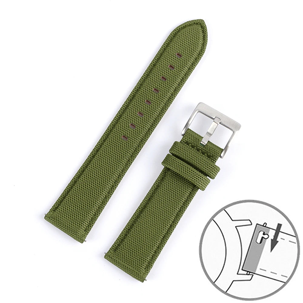Nylon Leather Watch Strap for Huawei for Seiko Belt Quick Release Watchband for Samsung Galaxy Watch 3/4/5pro 45mm 40mm 44mm