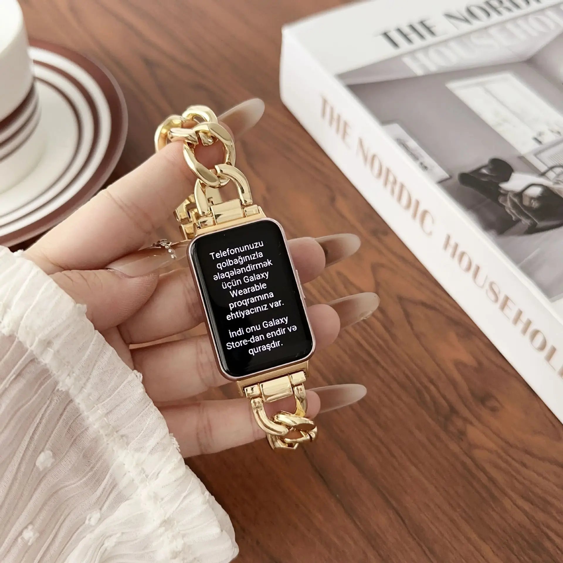 Stainless Steel Strap For Samsung Galaxy Fit 3 Metal Chain Band For Samsung Galaxy Fit 3 SM-R390 Cowboy Watchband Accessories