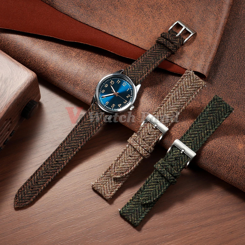 Quick Release Weave Bracelet for Omega for Seiko Vintage Genuine Cowhide Tweed Nylon Strap 18mm 20mm 22mm Smartwatch Watch Band