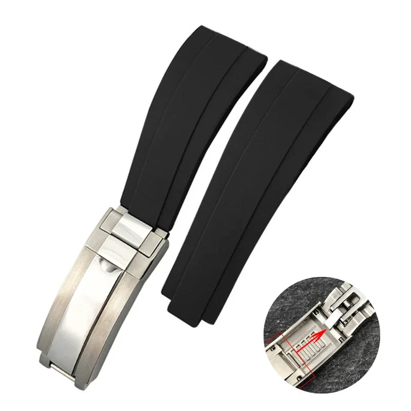 20mm Bracelet for Rolex Submariner DAYTONA GMT DEEPSEA Silicone Strap Diver Sport Waterproof  Rubber Watchband 9×9mm SlideBuckle