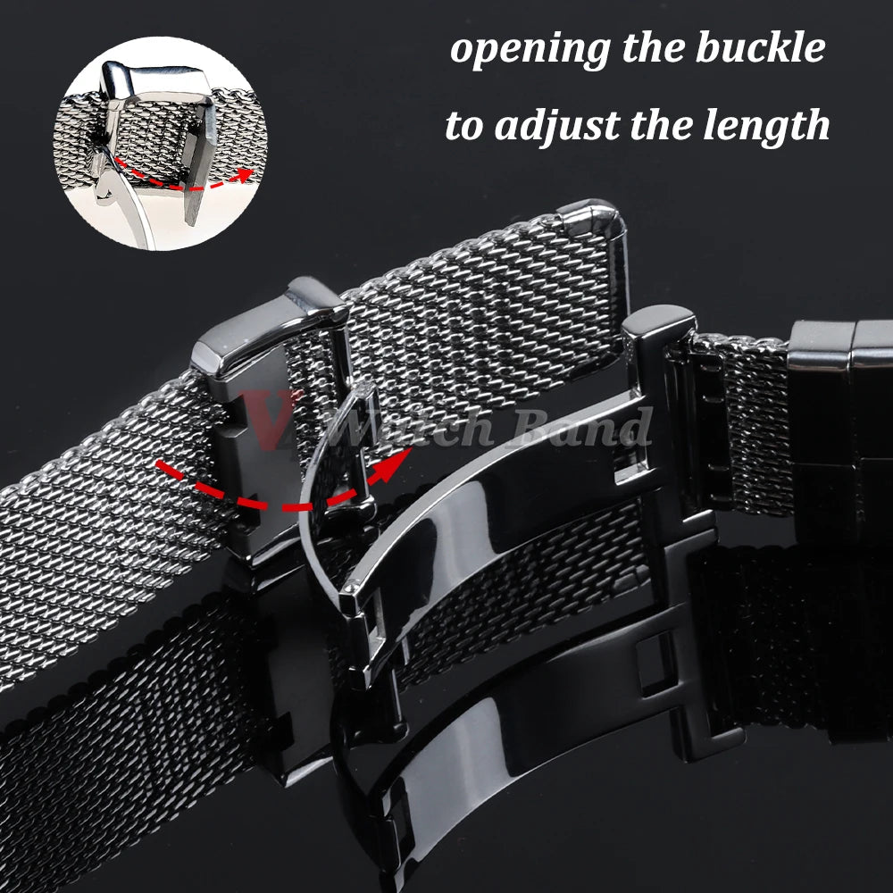 1.0mm Milanese Metal Band for IWC Bracelet for Seiko Mesh Watch Strap for DW 3mm Thickness  20mm 22mm Stainless Steel Wristband