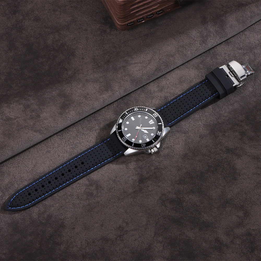 20mm 22mm 24mm Premium Silicone Watch Band Waterproof Soft Rubber Strap Breathable Watch Strap Replacement for Universal Watch