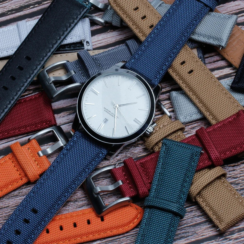 Nylon Leather Watch Strap for Huawei for Seiko Belt Quick Release Watchband for Samsung Galaxy Watch 3/4/5pro 45mm 40mm 44mm