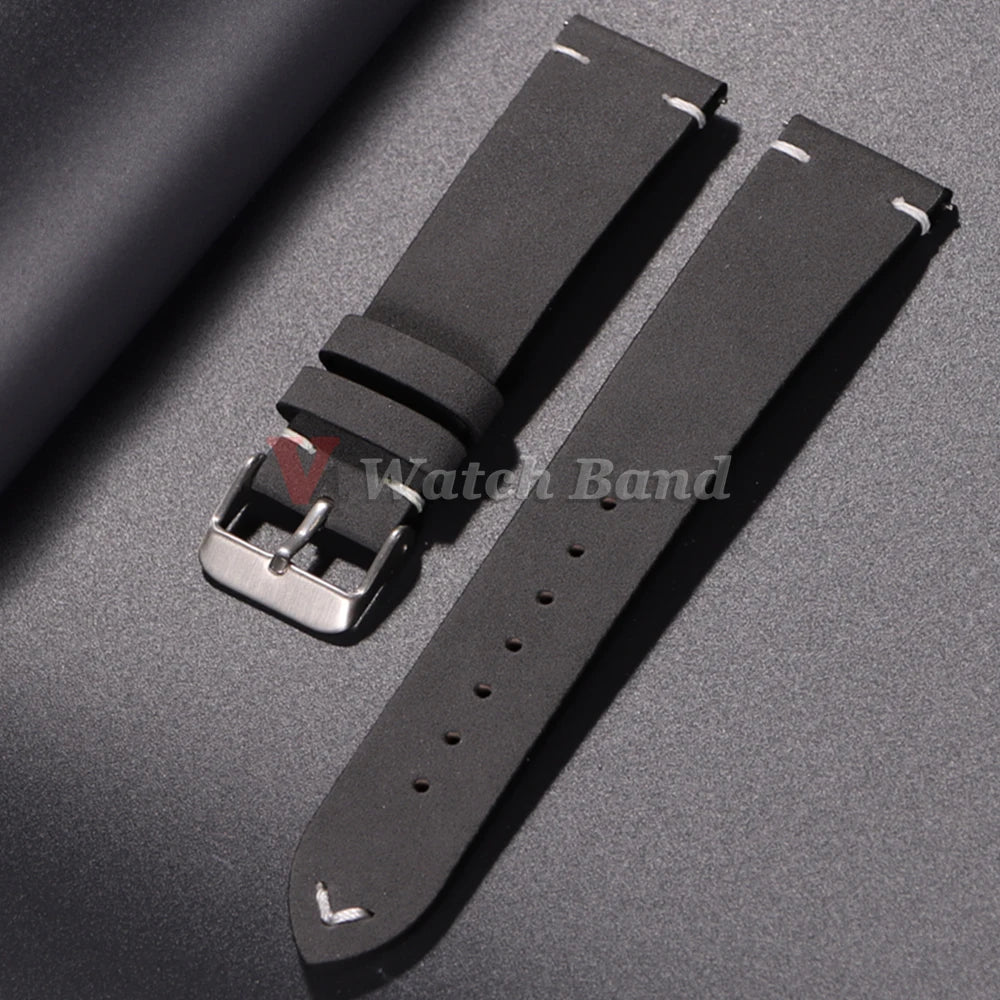 20mm 22mm Quick Release Vintage Leather Watch Band Handmade Stitching Cowhide Strap for Omega for Seiko Smartwatch Wristband