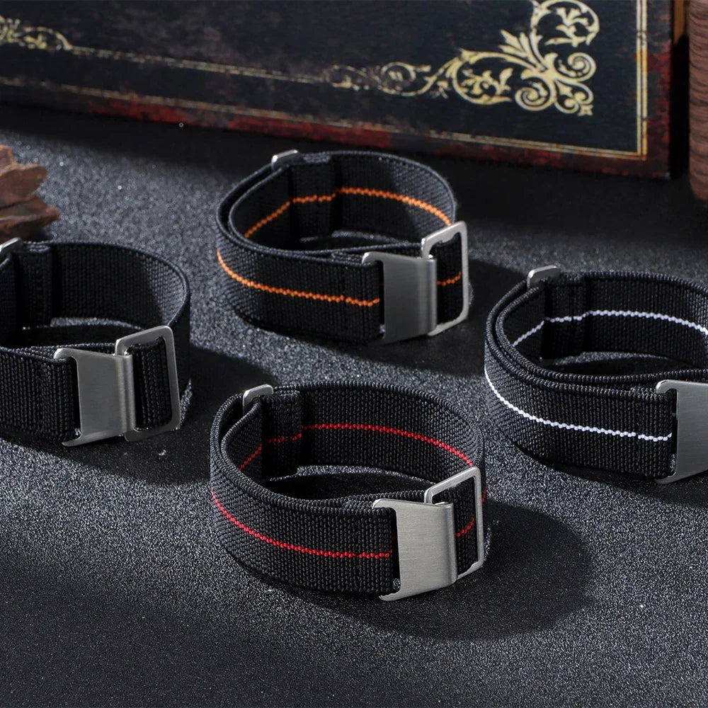 18/20/22mm Nylon Watchband for Seiko Army Military Woven Elastic Strap for French Troops Parachute Bag Universal Men Sport Band