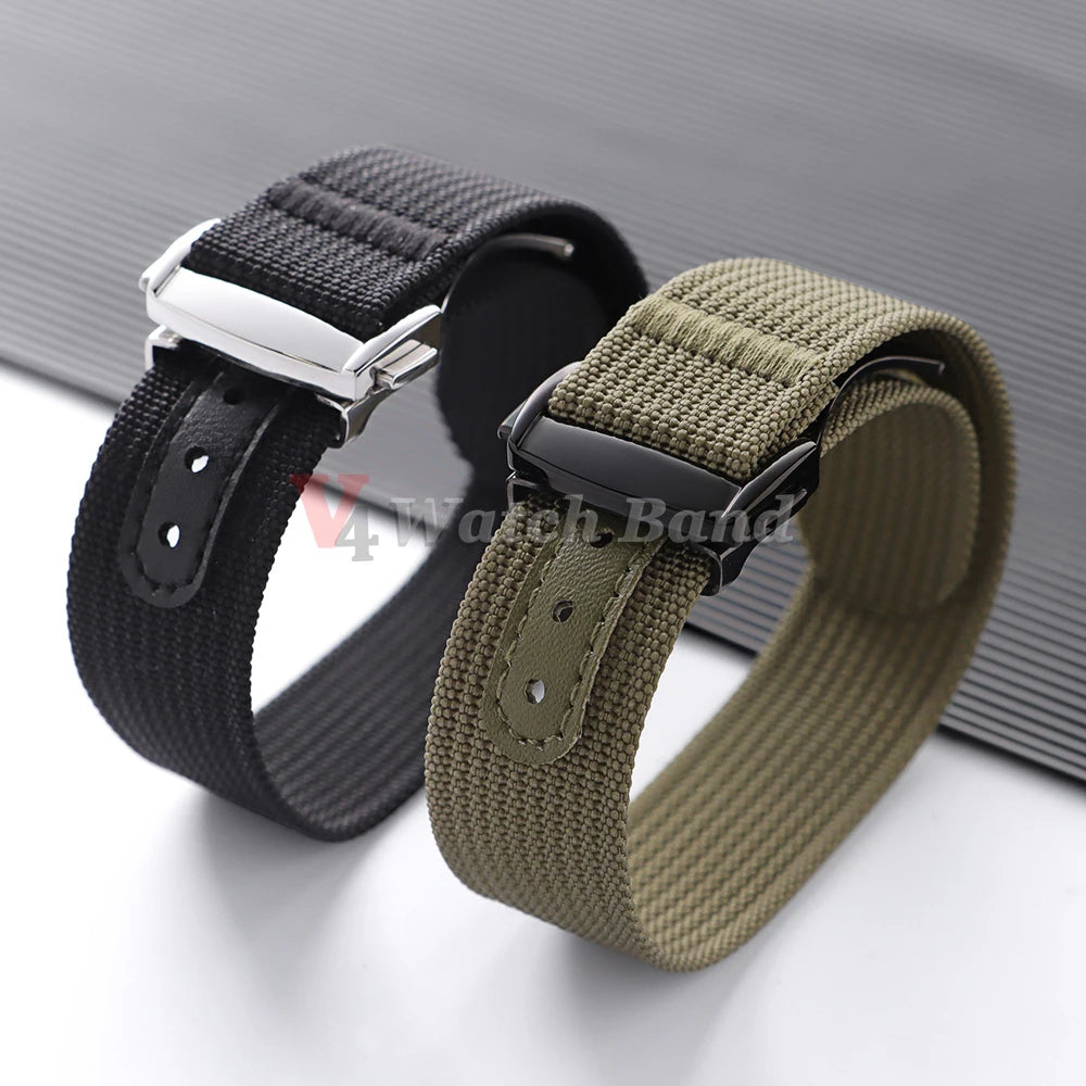 Black Gold Buckle Watch Band 20mm Men's Army Sports Breathable Braided Nylon Strap for Seiko Fabric Bracelet Wristbelt for Omega