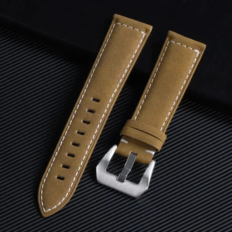 18mm 20mm 22mm 24mm Genuine Leather Watchband for Panerai Sport Wristband Vintage Matte Polished Watch Strap Blue Brown Bracelet