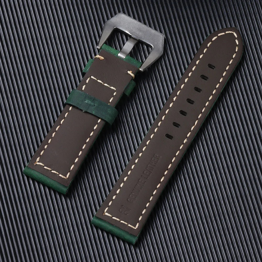 Geniune Retro Calf Leather Watchbands for Panerai 24mm 26mm 20mm 22mm Cowhide Crazy Horse Straps for Samsung for Huawei Watch