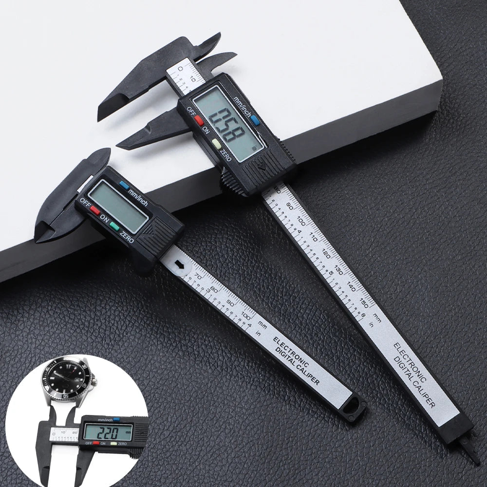 100mm 150mm Watch Electronic Digital Caliper Carbon Fiber Dial Vernier Play Caliper Vernier Ruler ForWatch Repair Measuring Tool