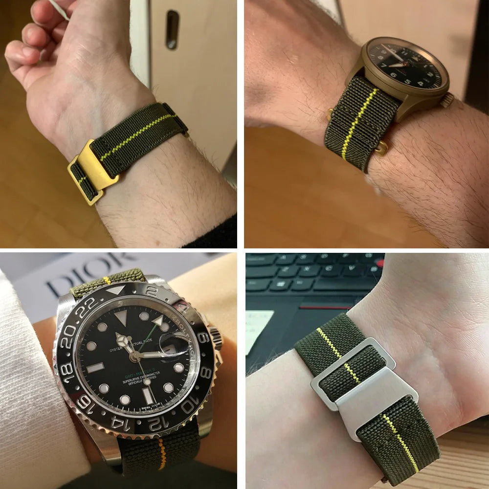Elastic Nylon Band for Seiko for Rolex for OEMGA for Tudor Watch Sport Bracelet Parachute Watch Strap18mm 20mm 22mm Width