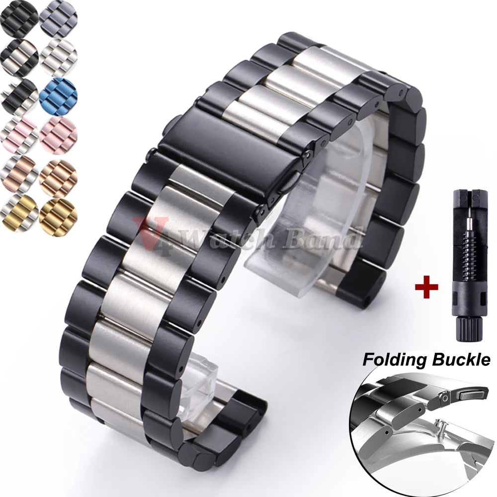 22mm 20mm Watch Band For Samsung Galaxy Watch 7/6/5/4/3 40mm 44mm S3 Active2 Huawei Watch GT4 GT3 Gt2e Stainless Steel Band